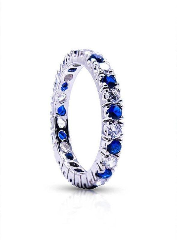 Buy Sparkle Eternity Band 2.4mm stones crafted in sterling silver with rhodium plating finish