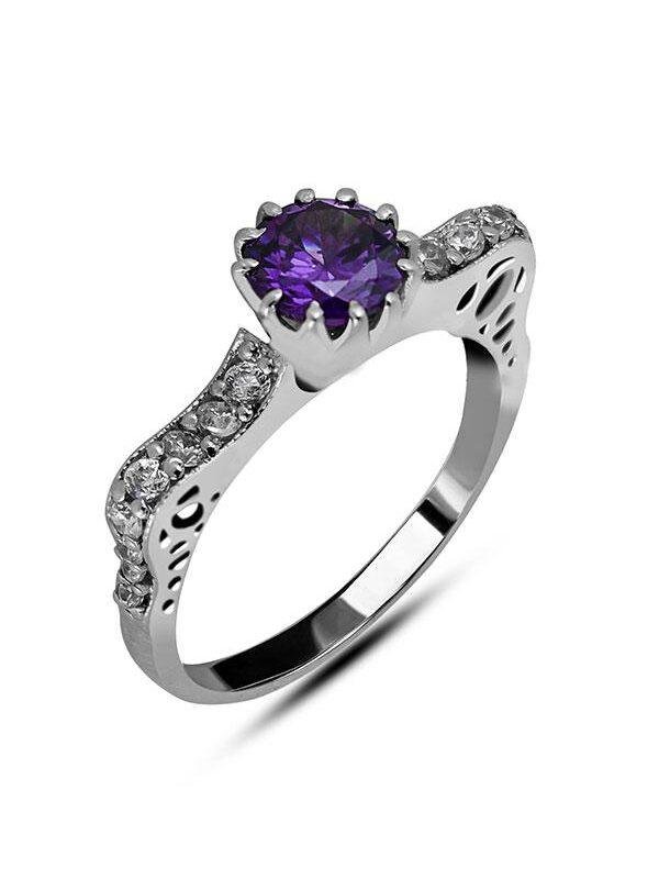 Discover Heavenly Solitaire Ring 2.5mm zircon gemstone crafted in 925 sterling silver with rhodium plating