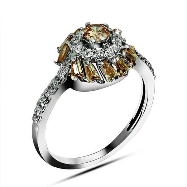 Buy Tapered Illusion Setting Cluster Ring 3.75mm center stone & 2.4mm taper stones handcrafted in sterling silver