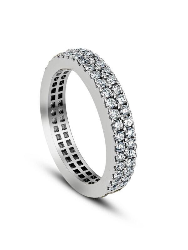 Double Row Eternity Band 1.50mm zircon accents with rhodium plating finish