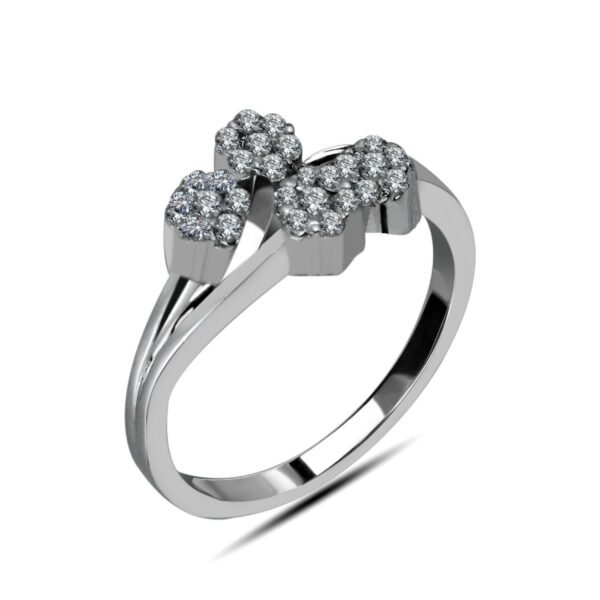 Four Floral Design Ring 1.35mm accent stones handcrafted in sterling silver