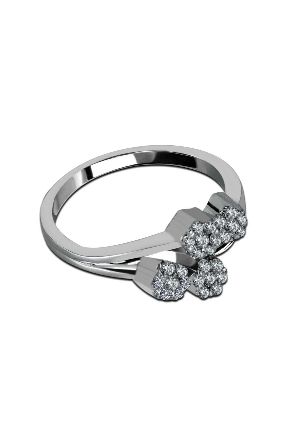 Four Floral Design Ring 1.35mm accent stones in a downside position