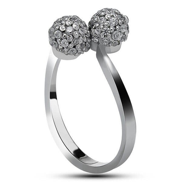 Shop Chic Dual Crossover Ring 1.50mm blending stones handcrafted in 925 sterling silver with rhodium finish