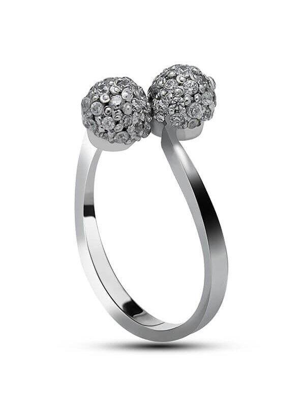 Shop Chic Dual Crossover Ring 1.50mm blending stones handcrafted in 925 sterling silver with rhodium finish