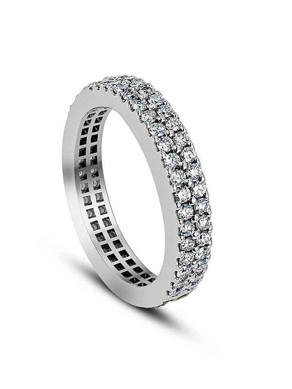 Shop Double Row Eternity Band 1.50mm zircon accents with rhodium plating finish