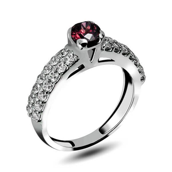 Solitaire Pave Ring 4mm center stone & 1.75mm side accents handcrafted in sterling silver with rhodium plating finsih