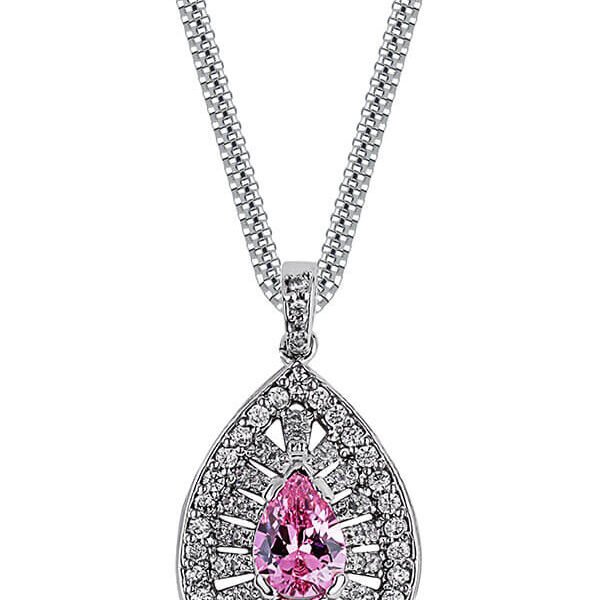 Pink Glow Teardrop Necklace with box chain