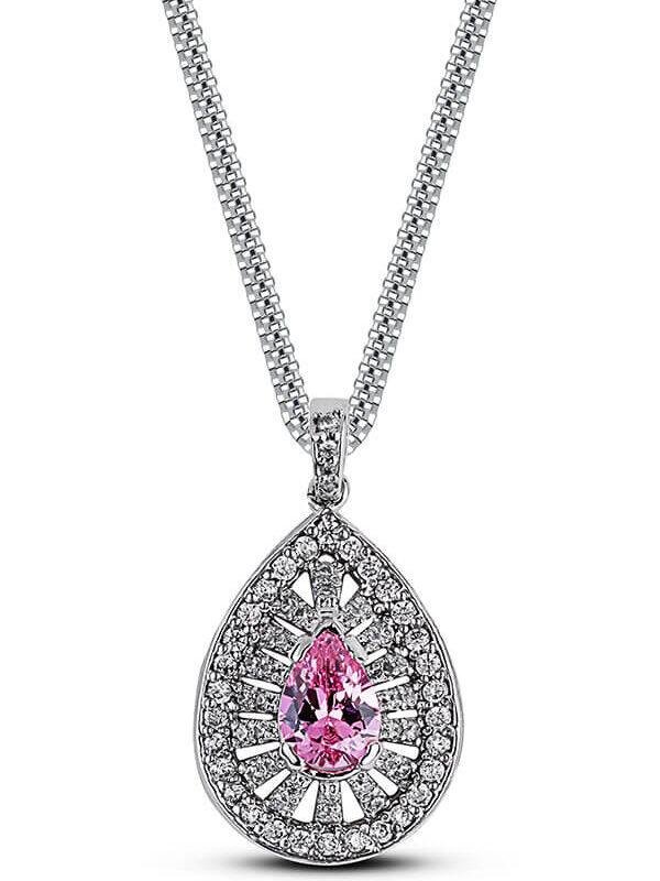 Pink Glow Teardrop Necklace with box chain