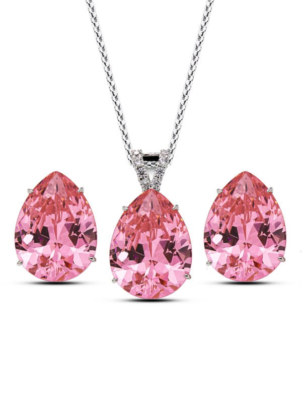 925 Silver Pear Drop Radiance Pendant Set with ball chain