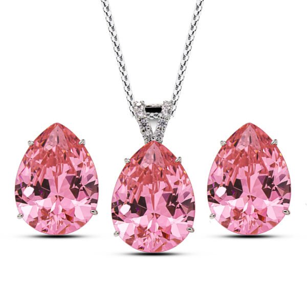 925 Silver Pear Drop Radiance Pendant Set with ball chain