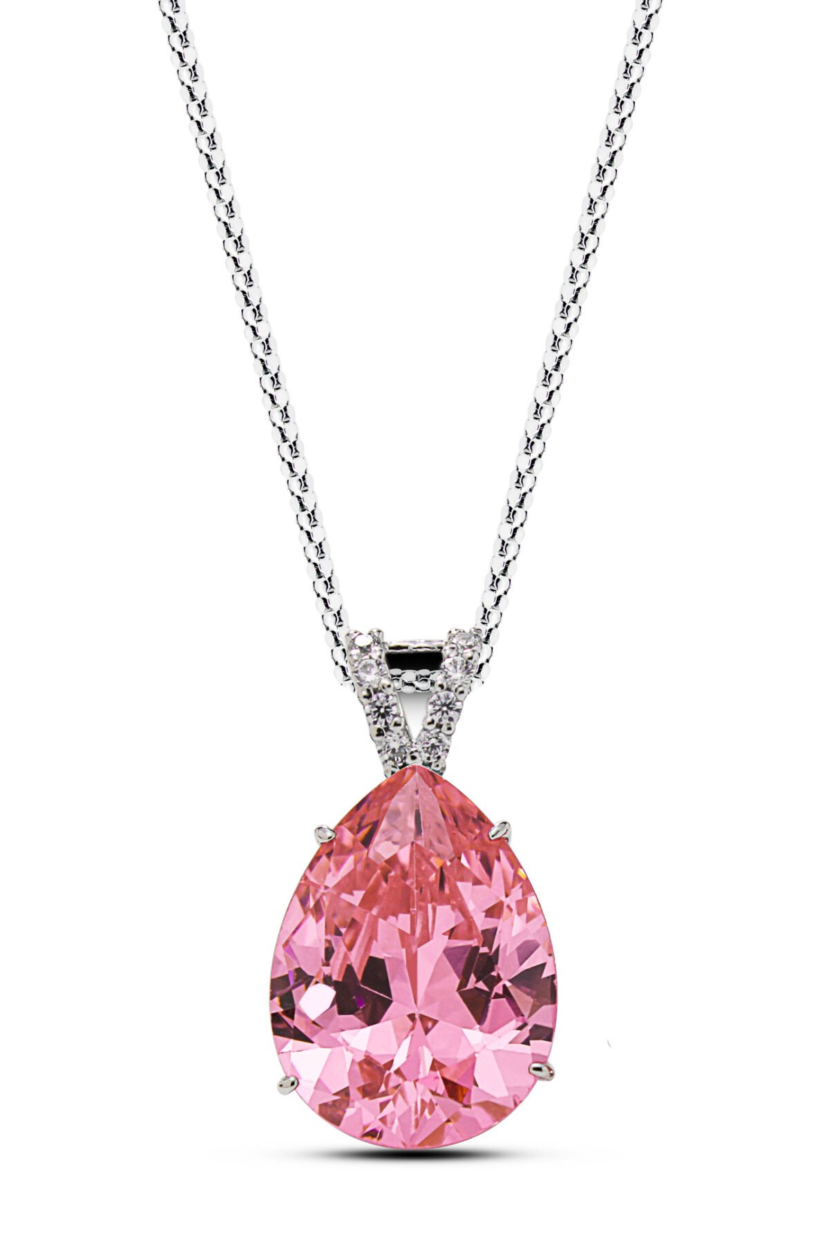 Blush Teardrop Pendant Necklace with ball chain