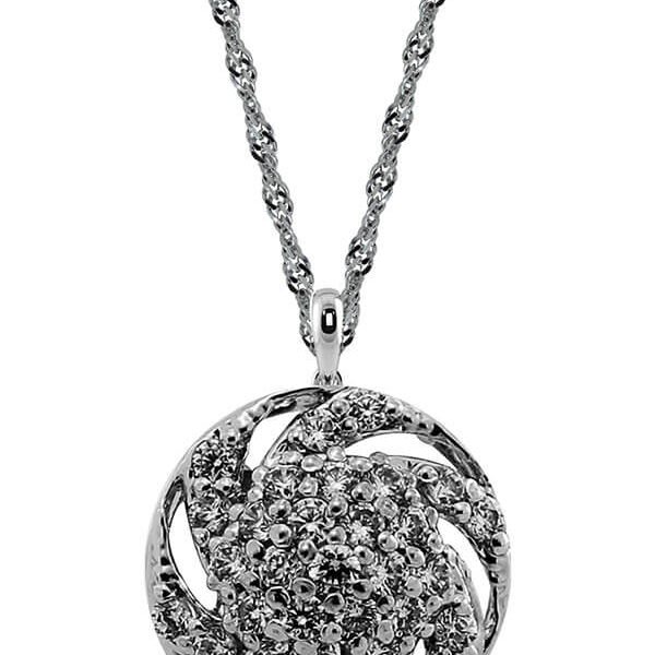 Discover Sparkling Swirl Halo Necklace with rope chain