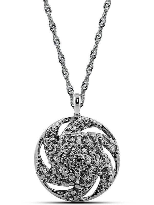 Discover Sparkling Swirl Halo Necklace with rope chain