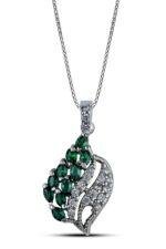 Emerald Leaf Pendant with ball chain & spring ring clasp lock