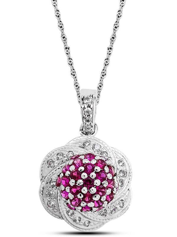 Floral Cluster Pendant with rope chain