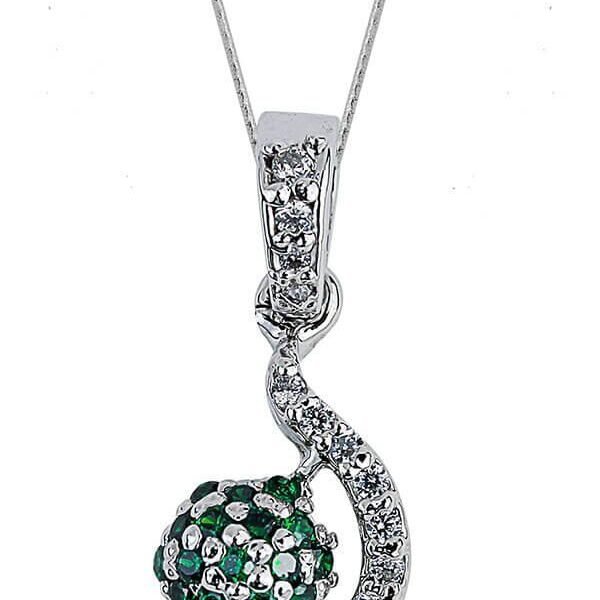 Purchase Swirl Pendant Necklace with 1.50mm stones all over the pendant integrated with snake chain