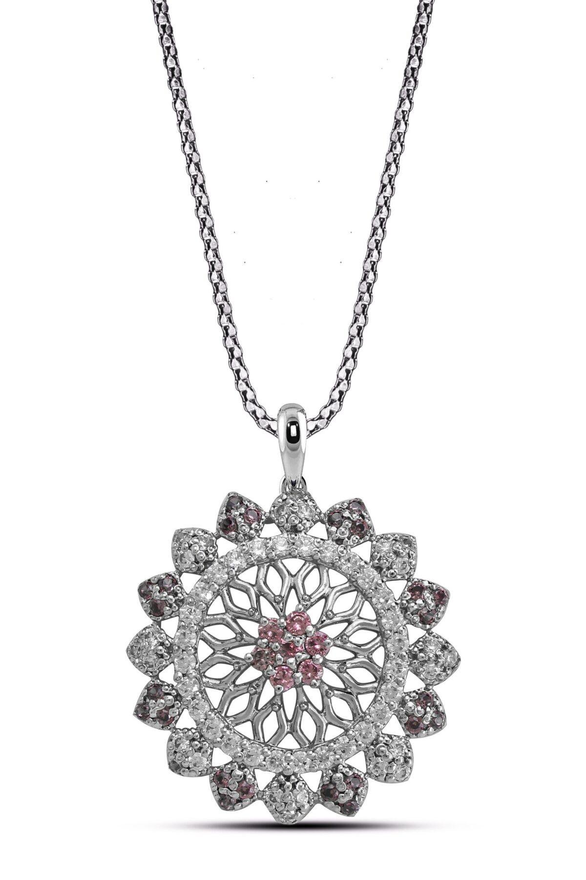 Radiant Blossom Halo Pendant with chain