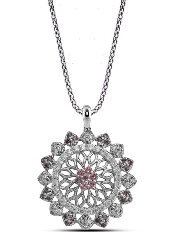 Radiant Blossom Halo Pendant with chain