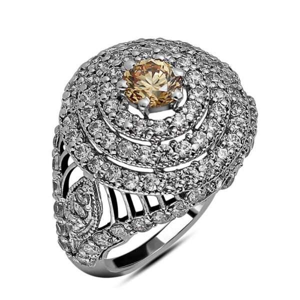 Ornate Majesty Cocktail Ring 6mm gemstone handcrafted in sterling silver and rhodium plating finish