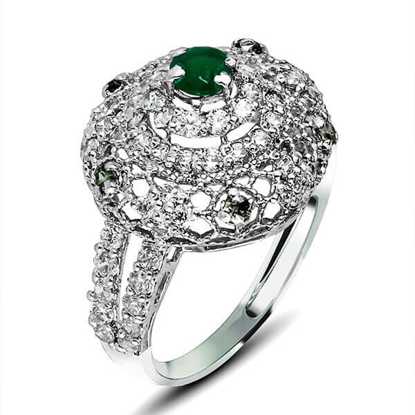 Shop Dazzling Floral Bunch Ring 3mm center stone handcrafted in sterling silver