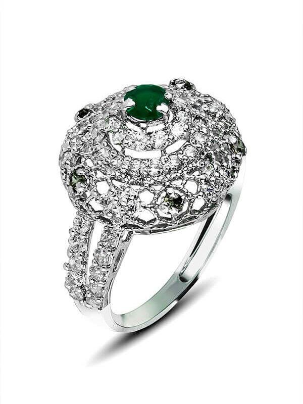 Shop Dazzling Floral Bunch Ring 3mm center stone handcrafted in sterling silver