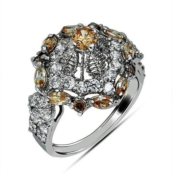 Shop Floral Engagement Ring 3.50mm center stone handcrafted in sterling silver with rhodium plated