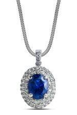 Sapphire Serenity Halo Pendant with box chain