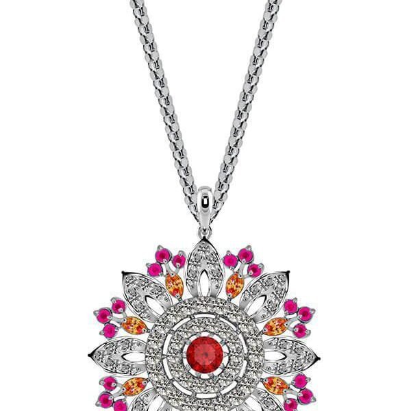 buy Majestic Radiance Pendant 4mm vibrant gemstone integrated with Italian ball chain