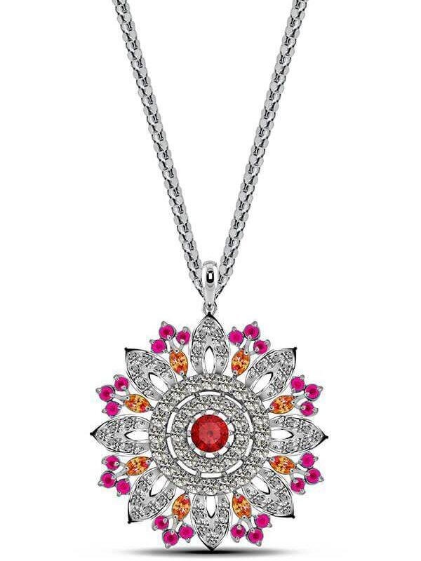 buy Majestic Radiance Pendant 4mm vibrant gemstone integrated with Italian ball chain