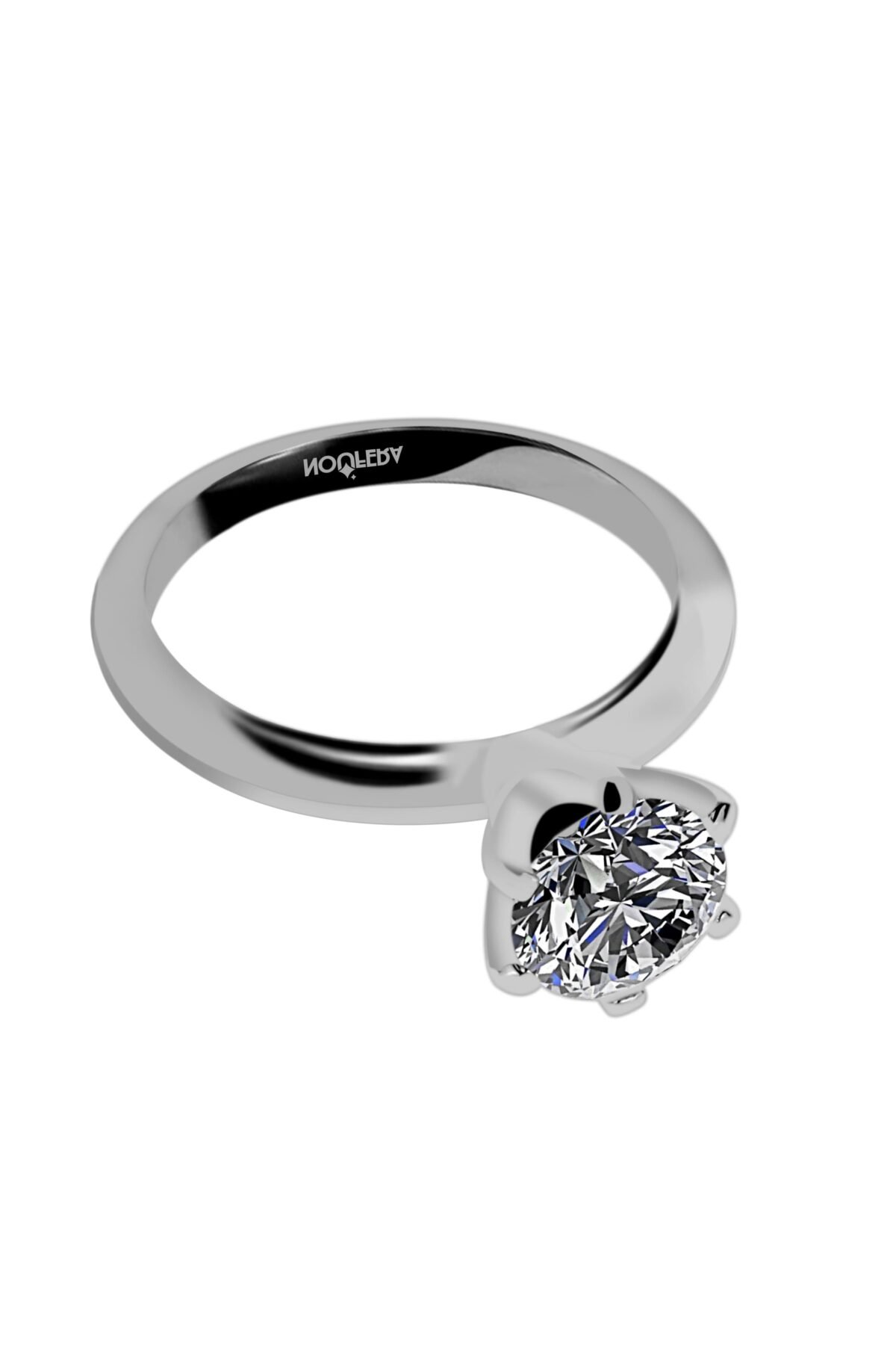 downside look of Floral-Inspired Dome Ring handcrafted in sterling silver with a cubic zircon