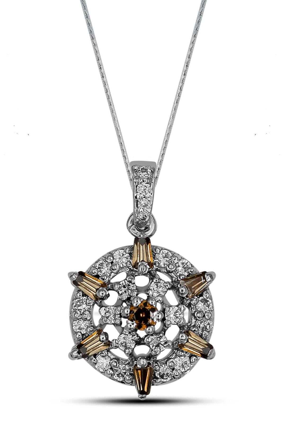 Celestial Blossom Halo Pendant with plain chain