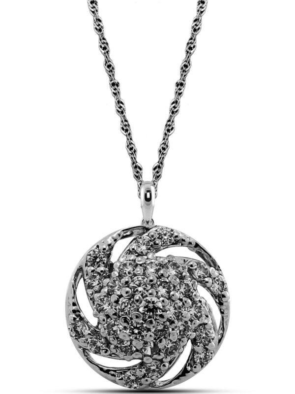 Sparkling Swirl Halo Pendant