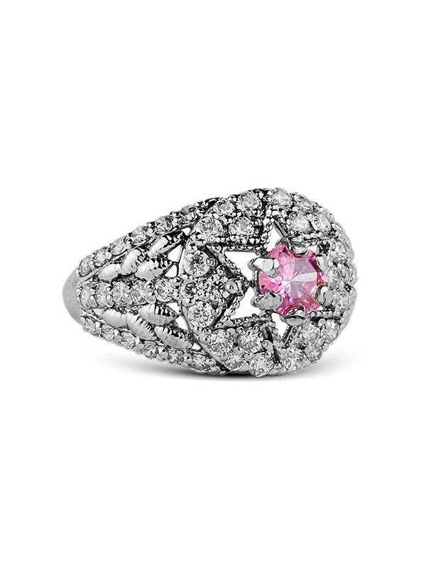 side view of Star Dome Ring featuring 4mm zircon gemstone crafted in 925 sterling silver