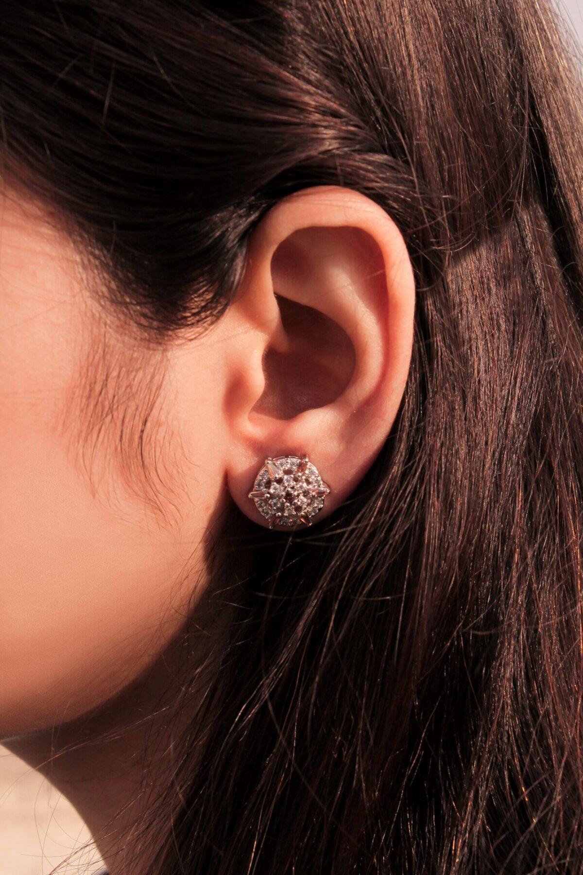 Tapered Radiance Earrings 2.4mm stones crafted in sterling silver