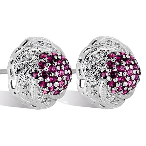 buy our Sparkling Cluster Twist Earrings integrated with pink stones