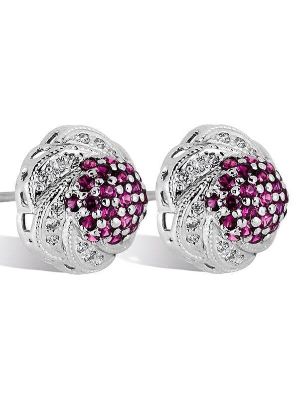 buy our Sparkling Cluster Twist Earrings integrated with pink stones