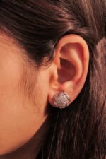 noufera's model wearing Celestial Harmony Earrings 1.75mm white diamonds