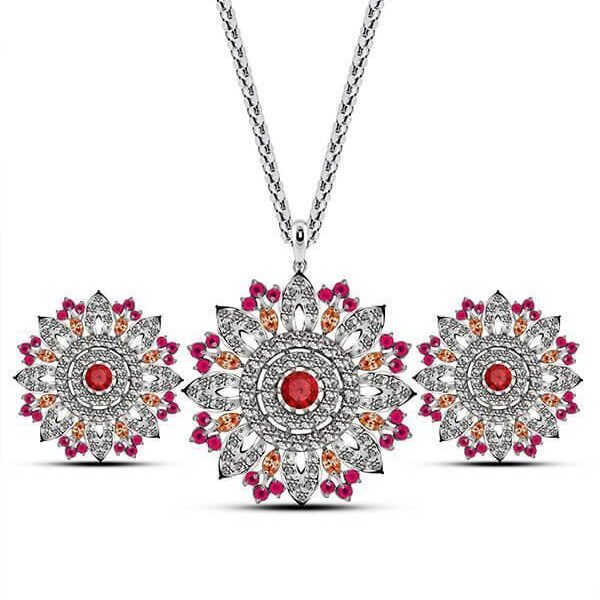 Floral Halo Pendant Set with ball chain
