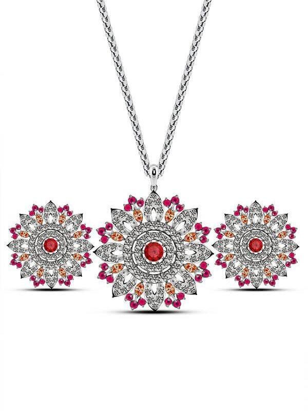 Floral Halo Pendant Set with ball chain