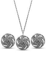 Classic Floral Swirl Pendant Set in 925 Silver