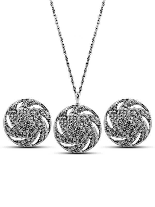 Classic Floral Swirl Pendant Set in 925 Silver