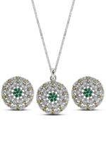 Lustre Pavé Diamond Floral Pendant Set in 925 Silver with cable chain