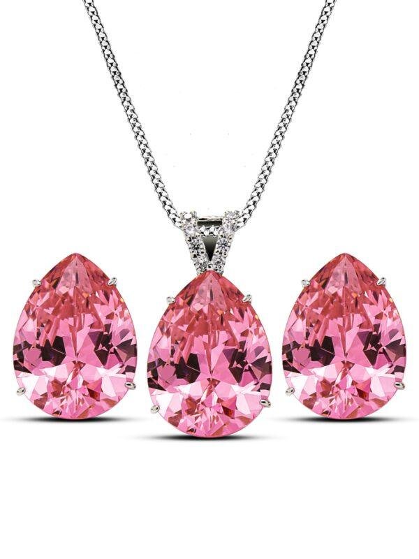 925 Silver Pear Drop Radiance Pendant Set