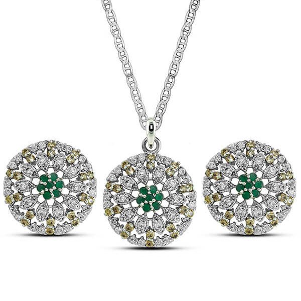Shop our Lustre Pavé Diamond Floral Pendant Set in 925 Silver with cable chain