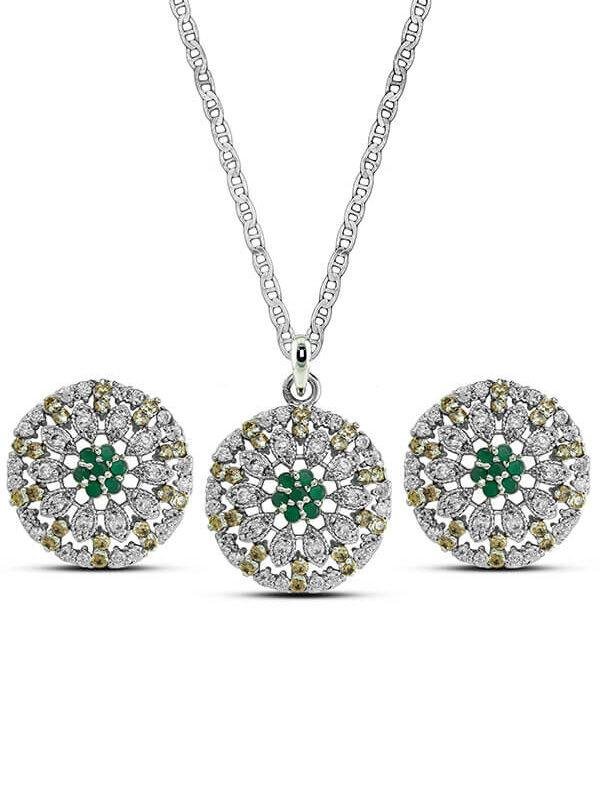 Shop our Lustre Pavé Diamond Floral Pendant Set in 925 Silver with cable chain