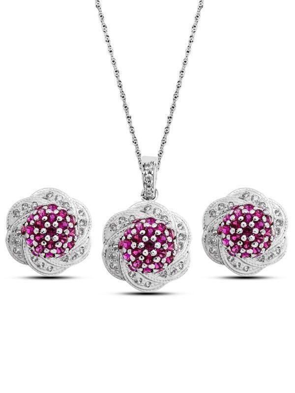 Twinkling Pink Crystal Pendant Set in Sterling Silver