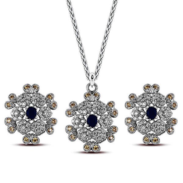 Vintage Floral Charm Pendant Set with ball chain