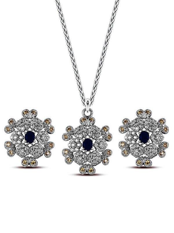 Vintage Floral Charm Pendant Set with ball chain