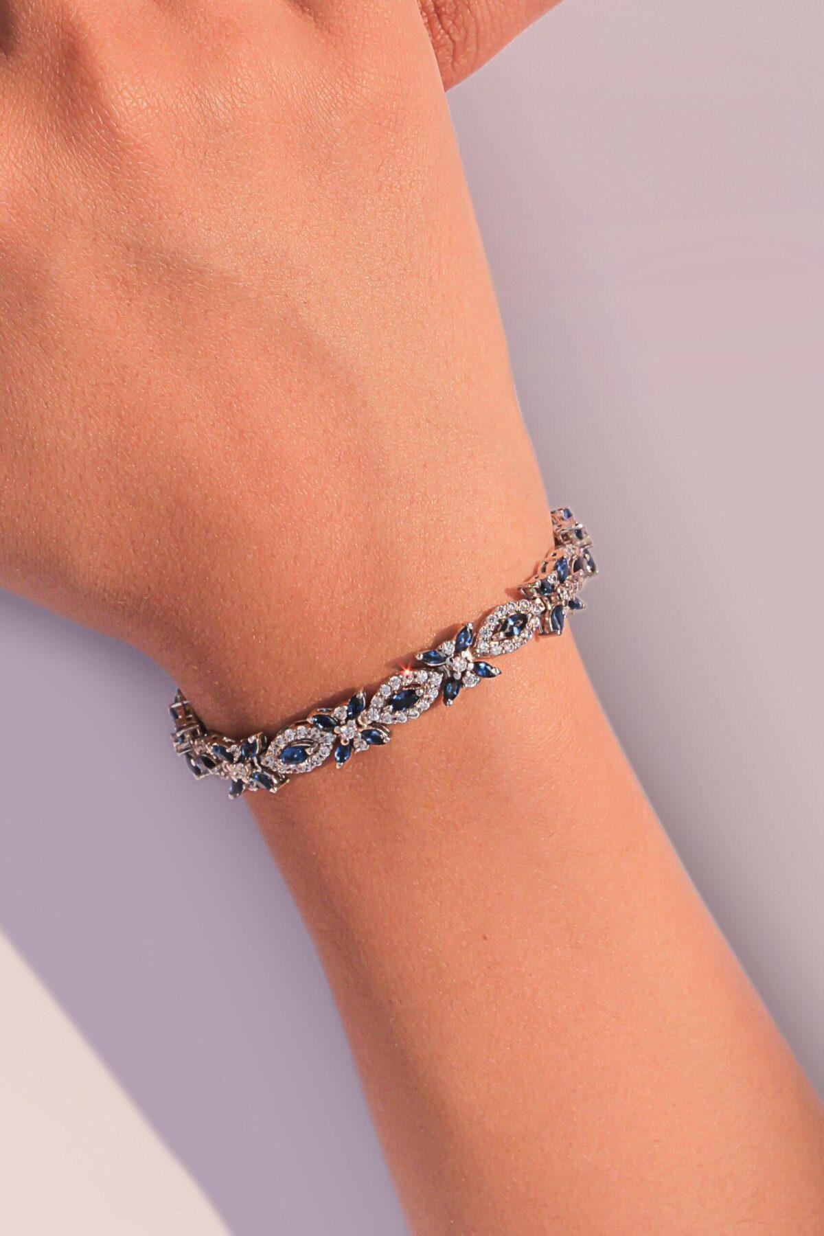 model wearing Blue Midnight Matrix Bracelet