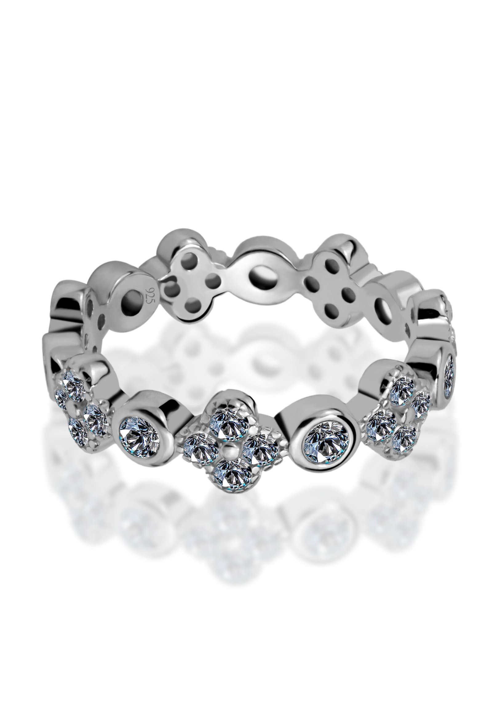 Crystal Floral Cluster Eternity Band Ring